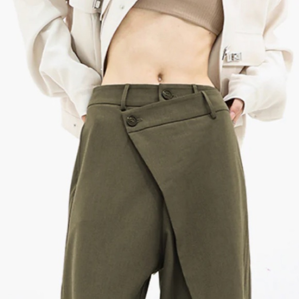 NWT asymmetrical layer button wide leg dress pants by Commense in size Small - Picture 5 of 10